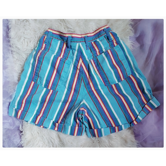 90’s Vintage Striped High Waisted Mom Shorts - Picture 4 of 4